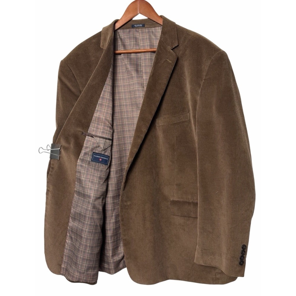 Saddlebred 50R Brown‎ Corduroy Sport Coat Blazer Cotton 2 Button Classic Fit